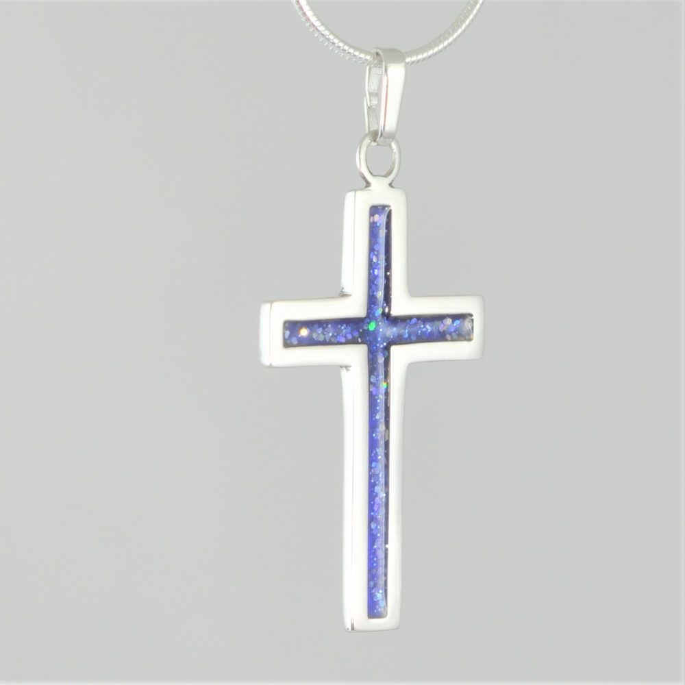 Crystallure-Cross-Necklace-Silver-Blue-Square