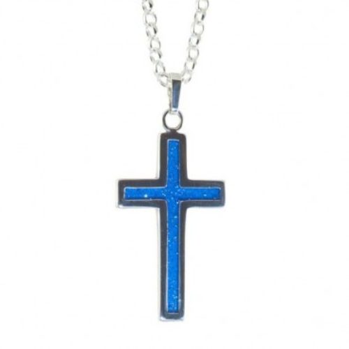 Crystallure-Cross-Necklace-Silver-Blue